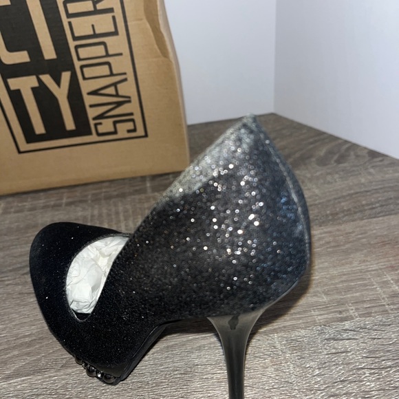 City Snappers Black Glitter High Heels Women’s Size 7.5 - Picture 14 of 16